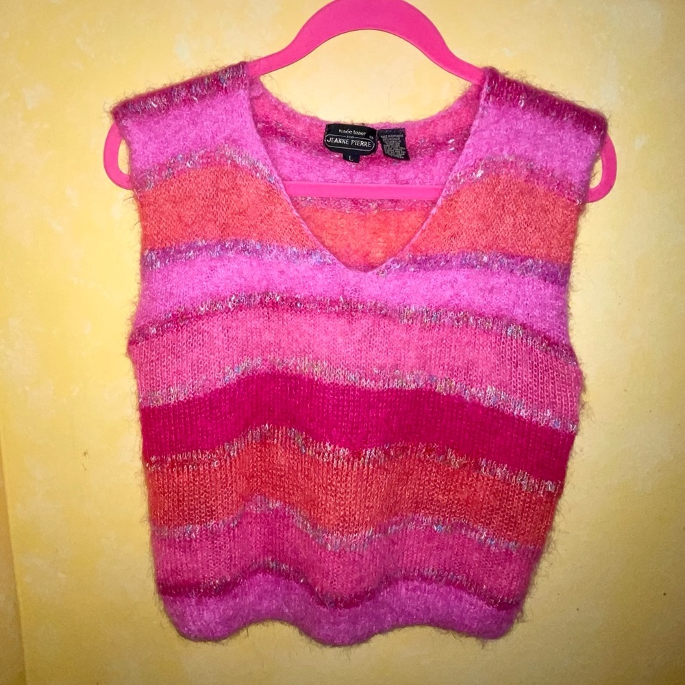 VINTAGE 80’s Pink Mohair Stripe Sweater size Small